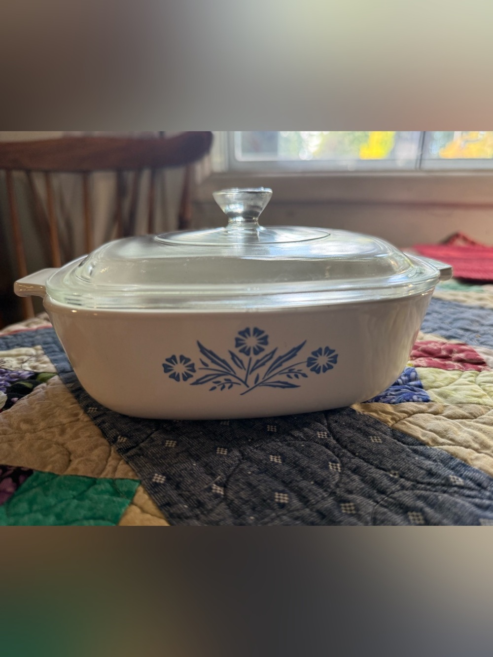 Vintage Corning Ware Blue Floral P-1-B 1 Qt Casserole Dish w Glass Lid USA